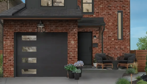Black Garage Door with Windows