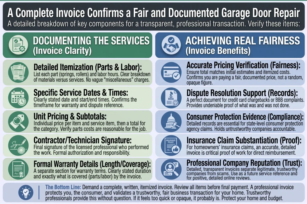 A Complete Invoice Confirms a Fair and Documented Repair