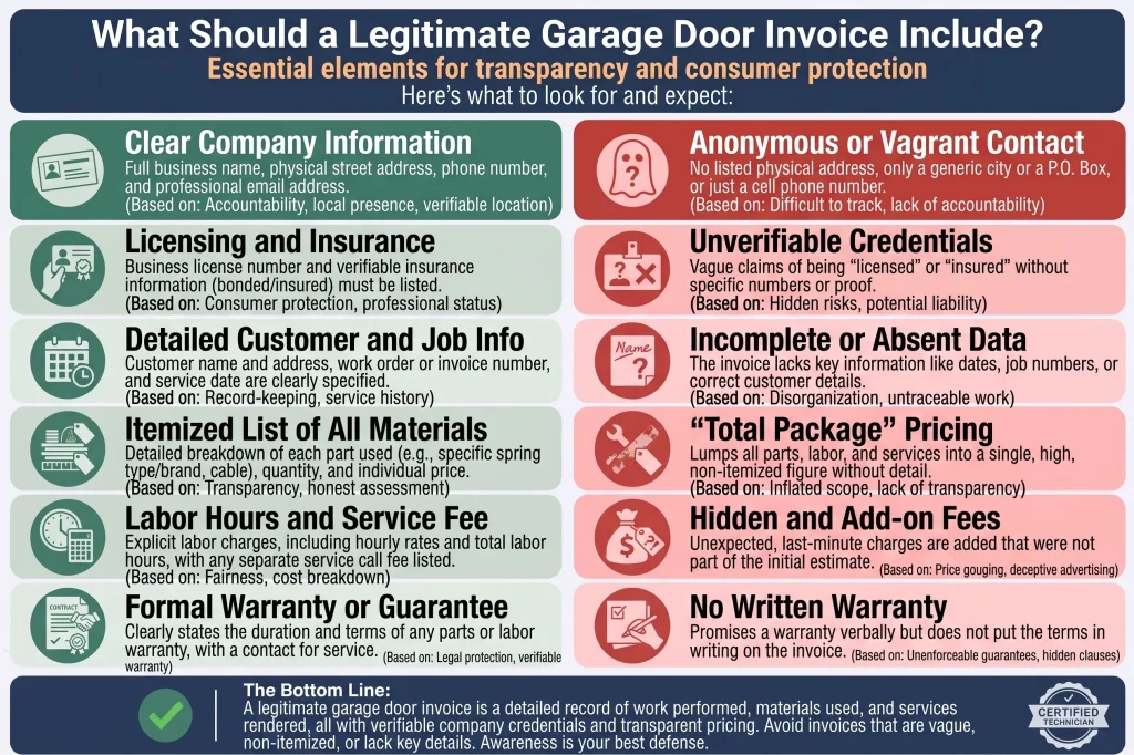 What Should a Legitimate Garage Door Invoice Include?
