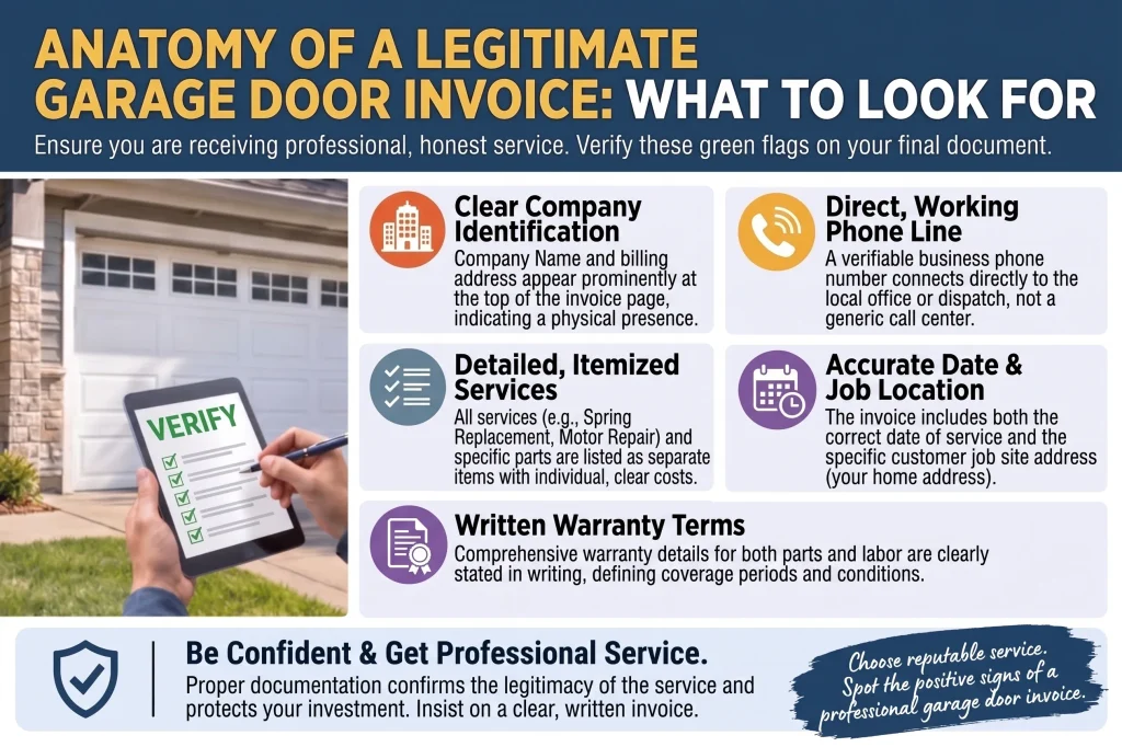 Traits of a Legitimate Garage Door Invoice