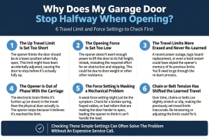 Why Does My Garage Door Stop Halfway When Opening? 6 Travel Limit and Force Settings to Check First