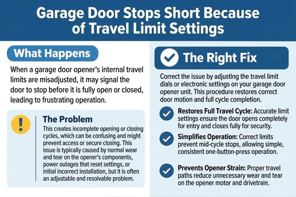 How to Fix a Garage Door That Stops Short Because of Travel Limit Settings